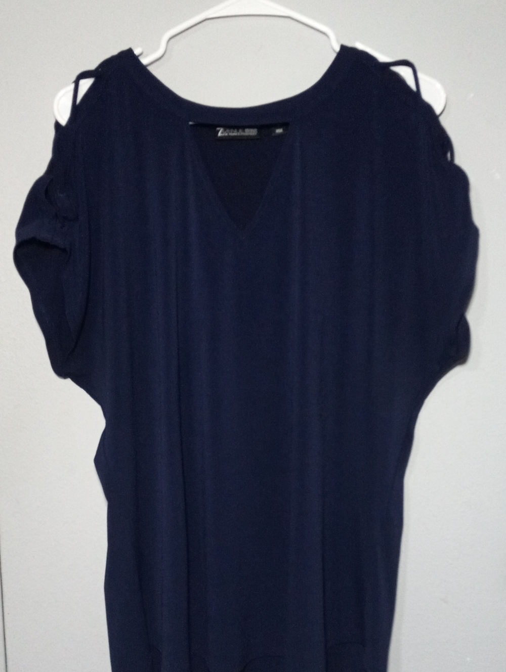 7 Avenue Navy Cold-Shoulder V-Neck Top Size XL